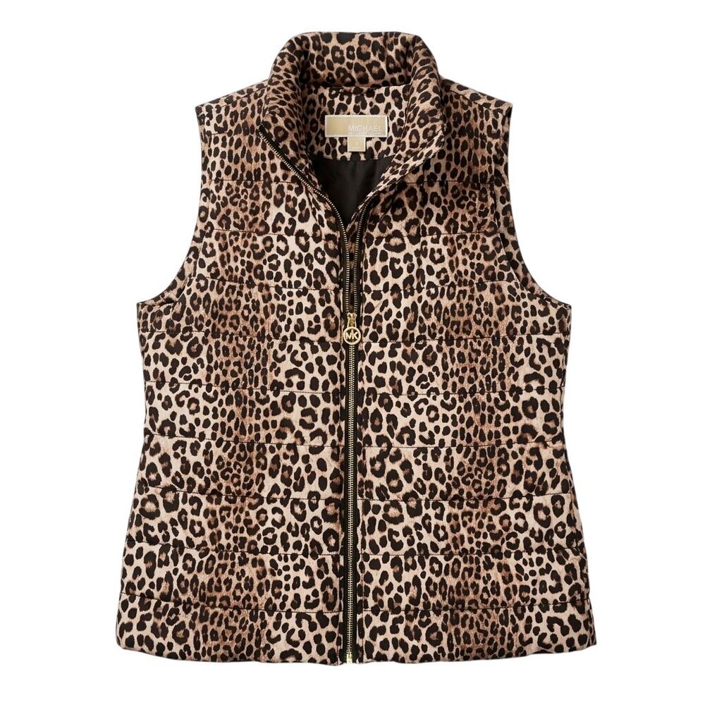 Michael Kors Leopard Puffer Vest Size M
